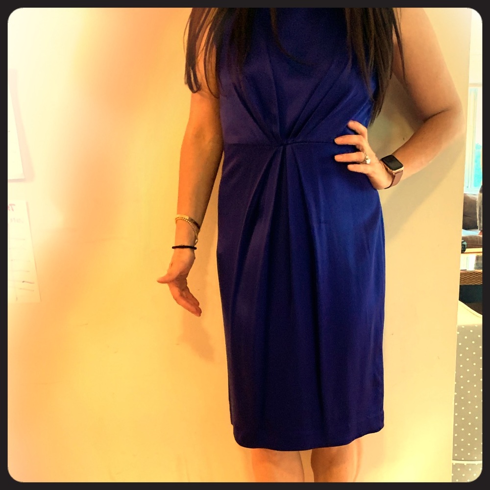 Blue midi silk dress